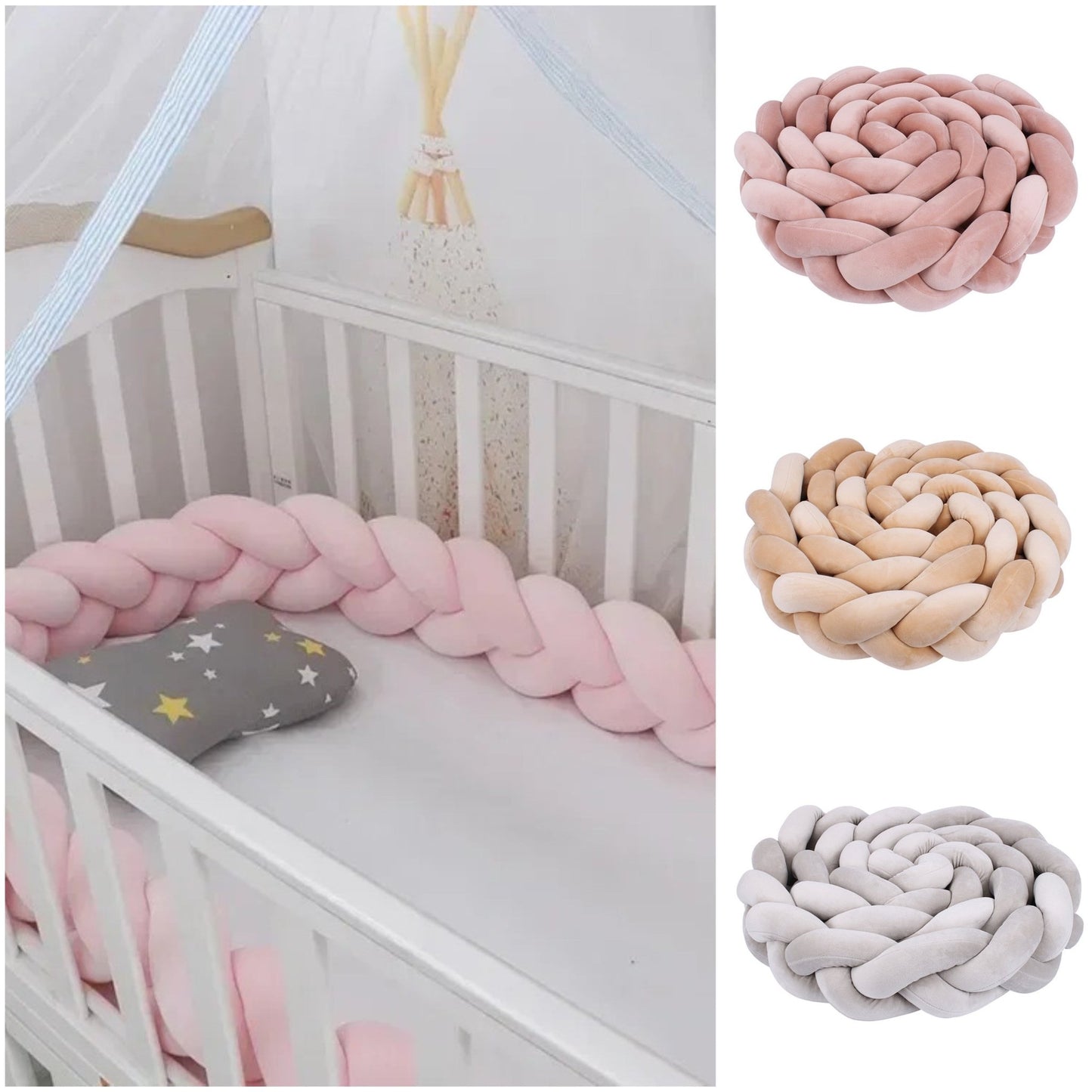 Tour de Lit Bebe - CozyKnot™ - 1 Couleur - Bonne Nuit Bébé